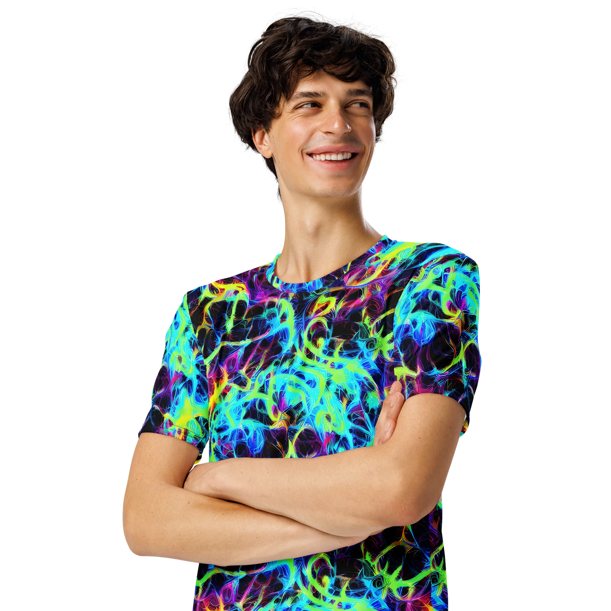 Celestial Tangledown on Men's Crew Neck T-Shirt — Left Front