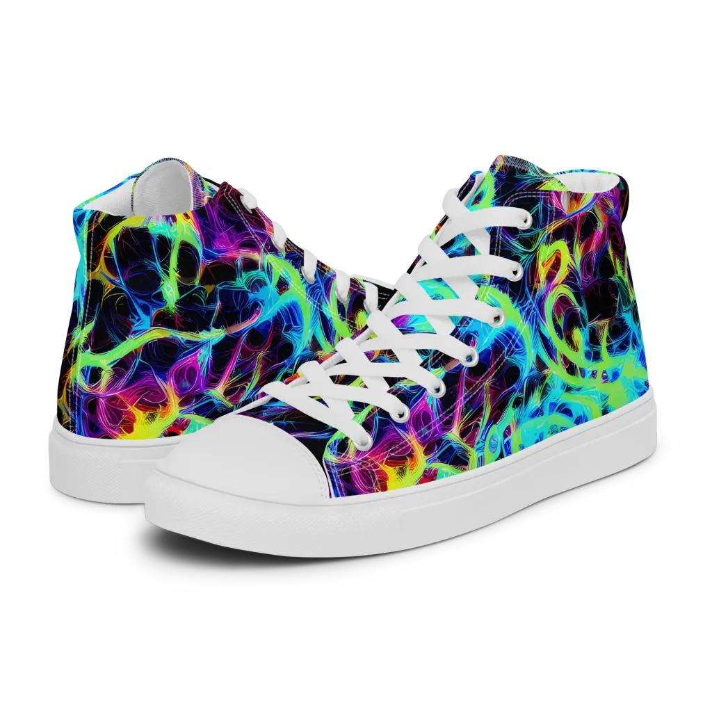 Celestial Tangledown on Men's High Top Canvas Shoes — Left