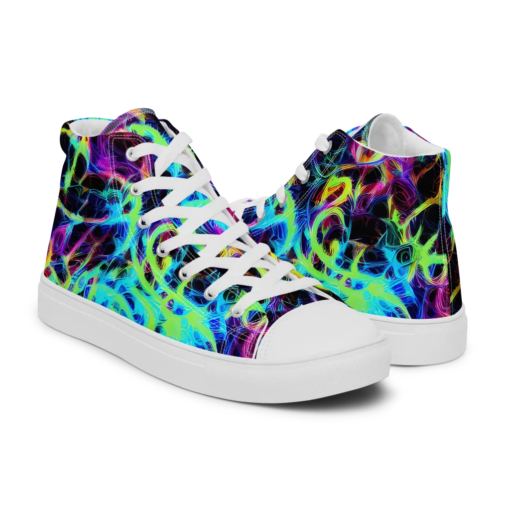 Celestial Tangledown on Men's High Top Canvas Shoes — Right