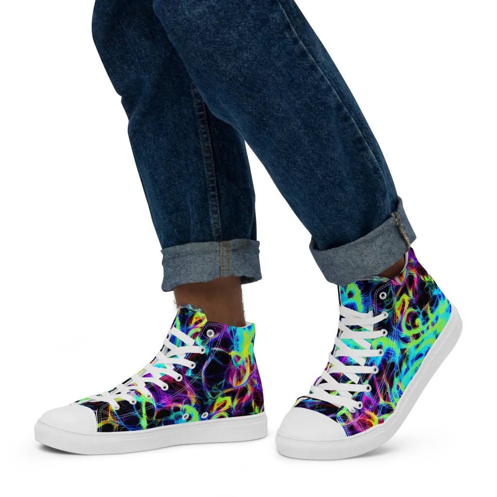 Celestial Tangledown on Men's High Top Canvas Shoes — Left