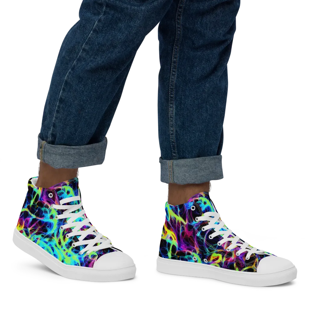 Celestial Tangledown on Men's High Top Canvas Shoes — Right