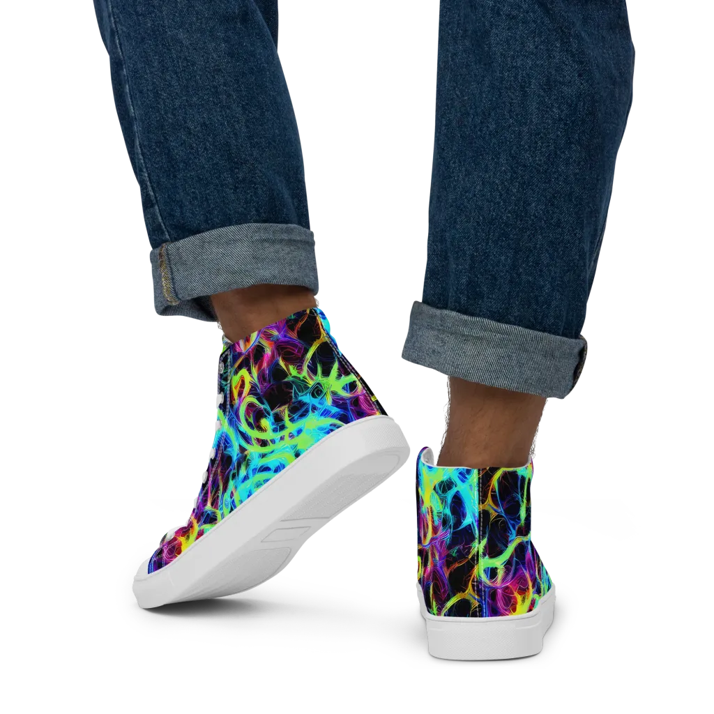 Celestial Tangledown on Men's High Top Canvas Shoes — Back