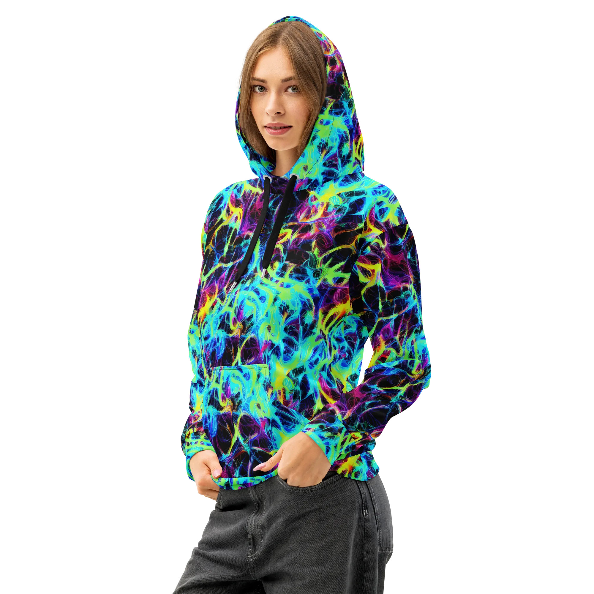 Celestial Tangledown on Cotton Hoodie — Left Front