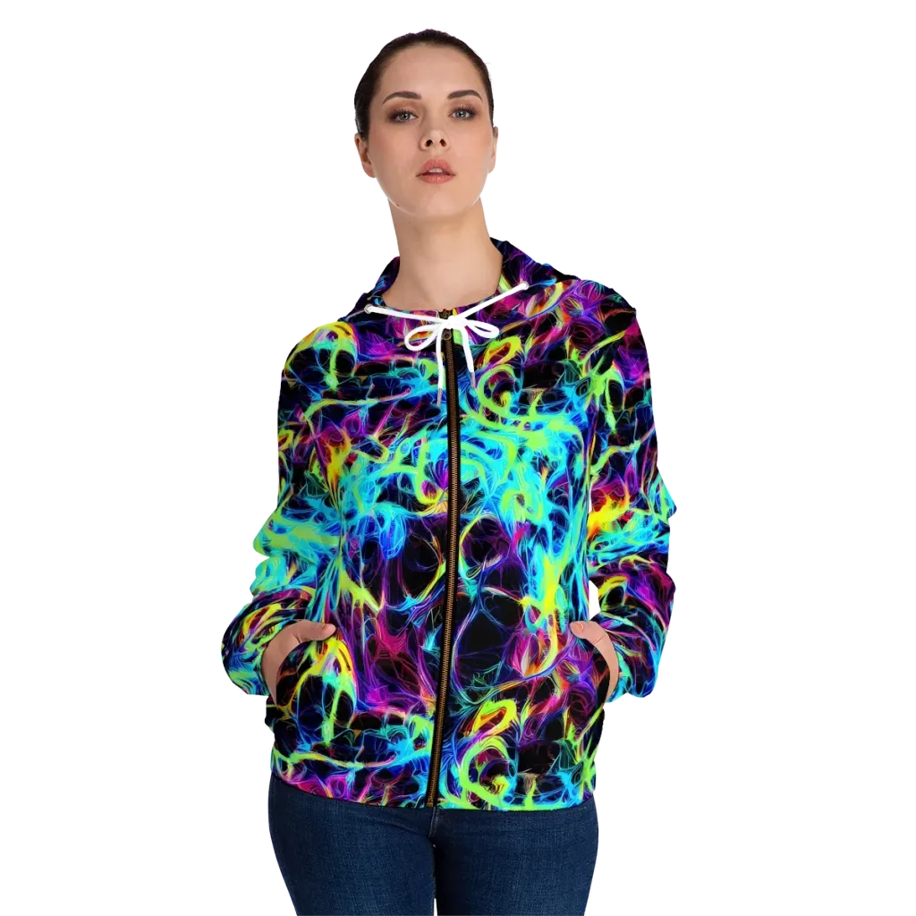 Celestial Tangledown on Women's Full-Zip Hoodie — Front On Person