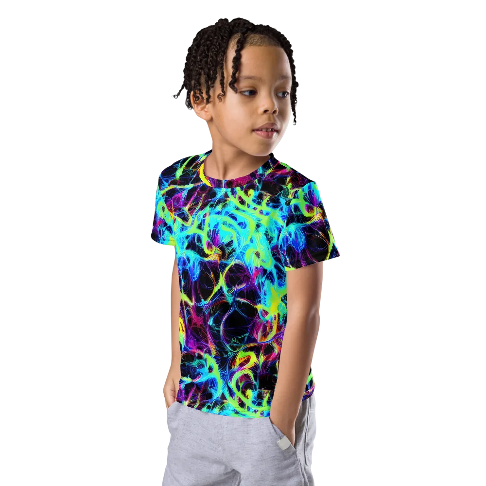 Celestial Tangledown on Kids Crew Neck T-Shirt — Left Front