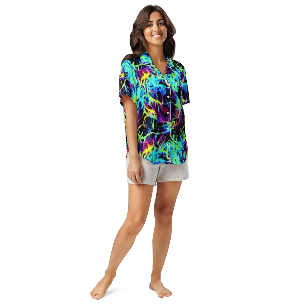 Celestial Tangledown on Women's Short Sleeve Pajama Top — Front