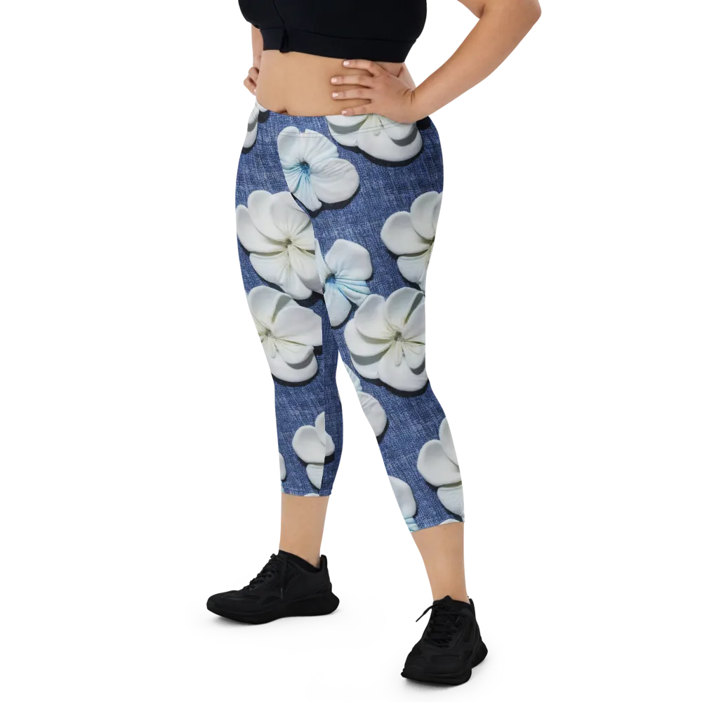 Azure Petal Drift on Capri Leggings — Front