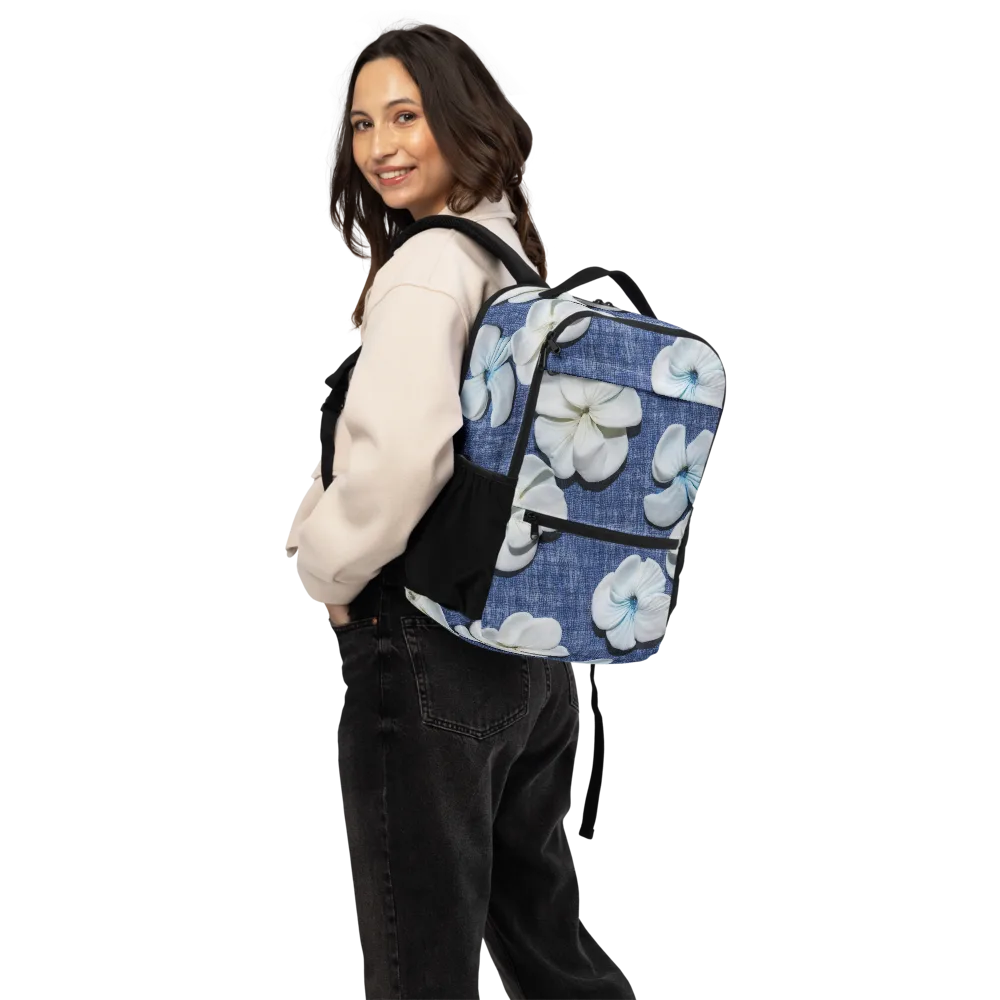 Azure Petal Drift on Utility Backpack — Back