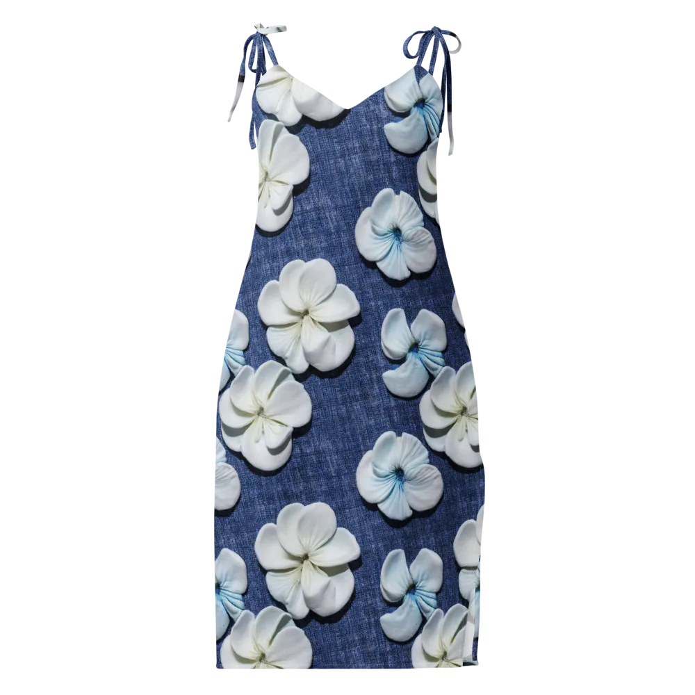 Azure Petal Drift on Slip Dress — Front