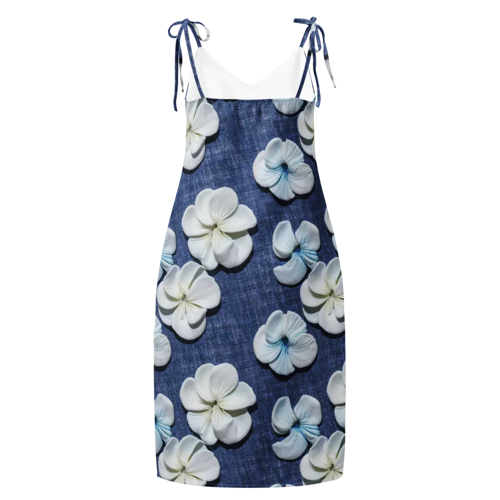Azure Petal Drift on Slip Dress — Back