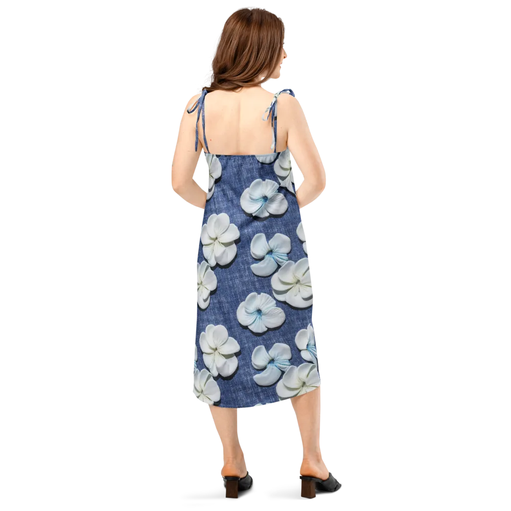 Azure Petal Drift on Slip Dress — Back