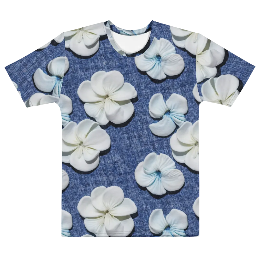 Azure Petal Drift on Men's Cotton Crew Neck T-Shirt — Front