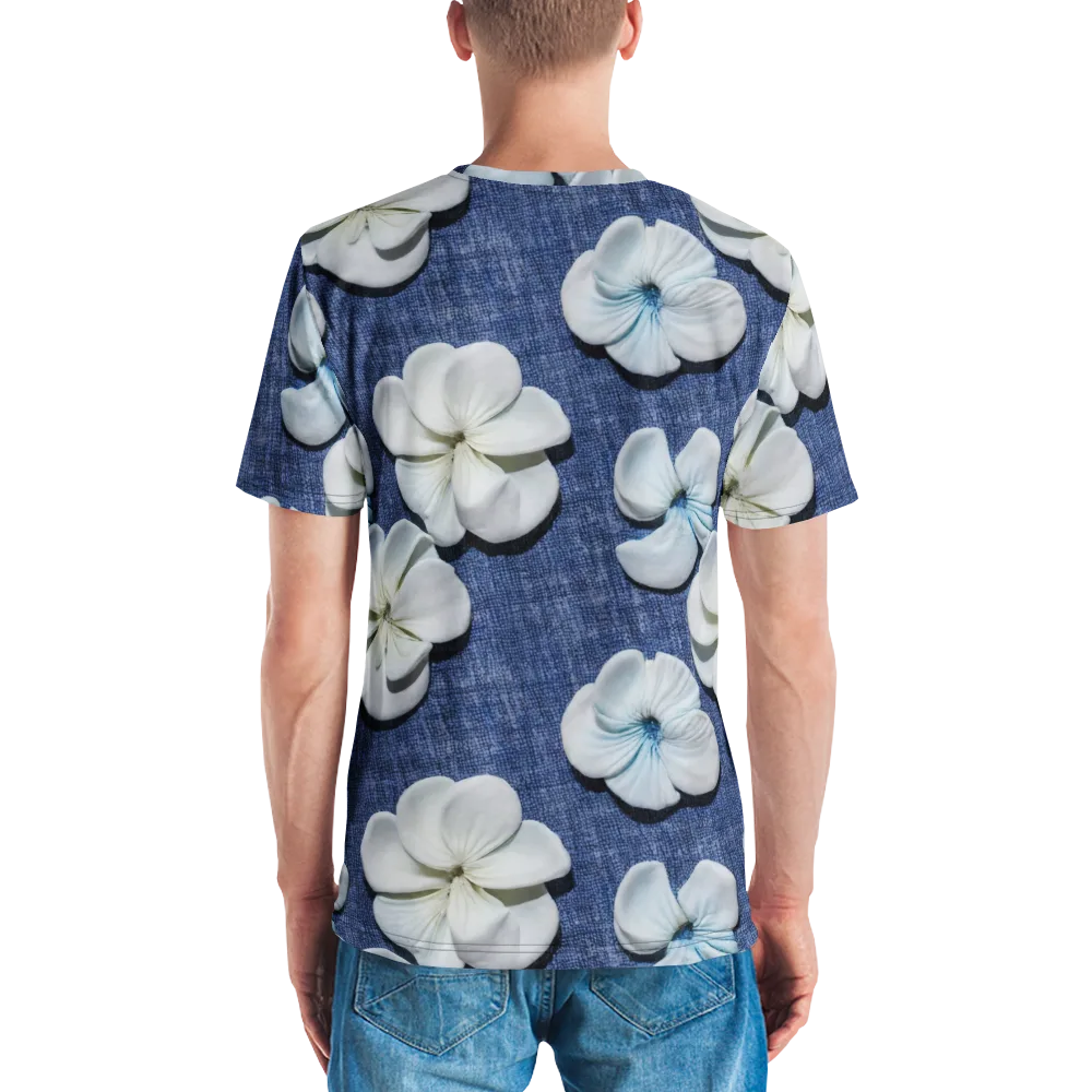 Azure Petal Drift on Men's Crew Neck T-Shirt — Back