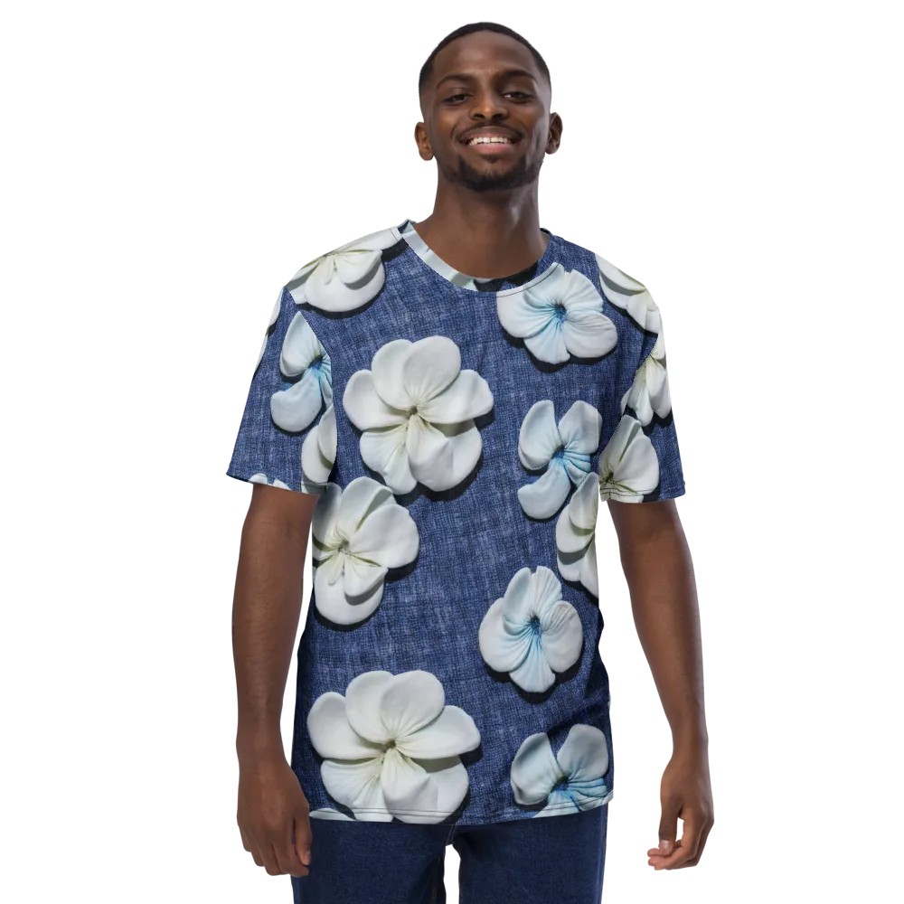 Azure Petal Drift on Men's Crew Neck T-Shirt — Front