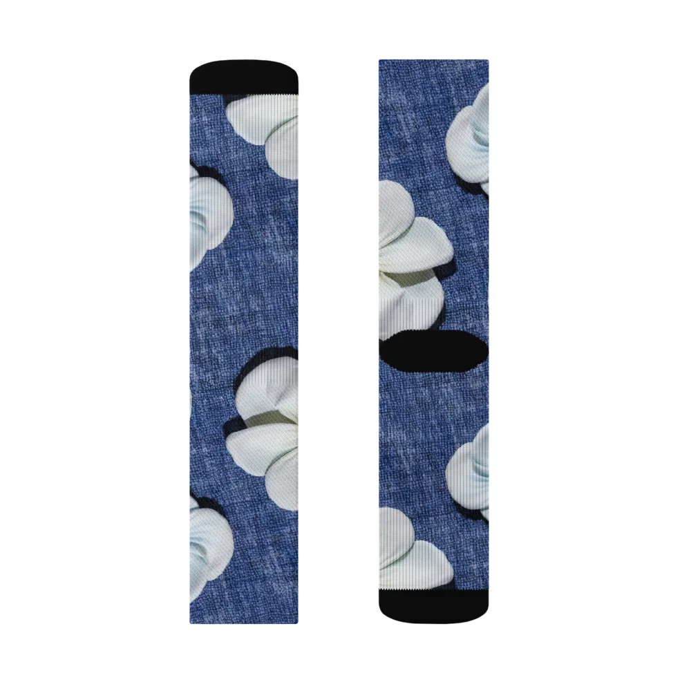 Azure Petal Drift on Socks — Right Sock