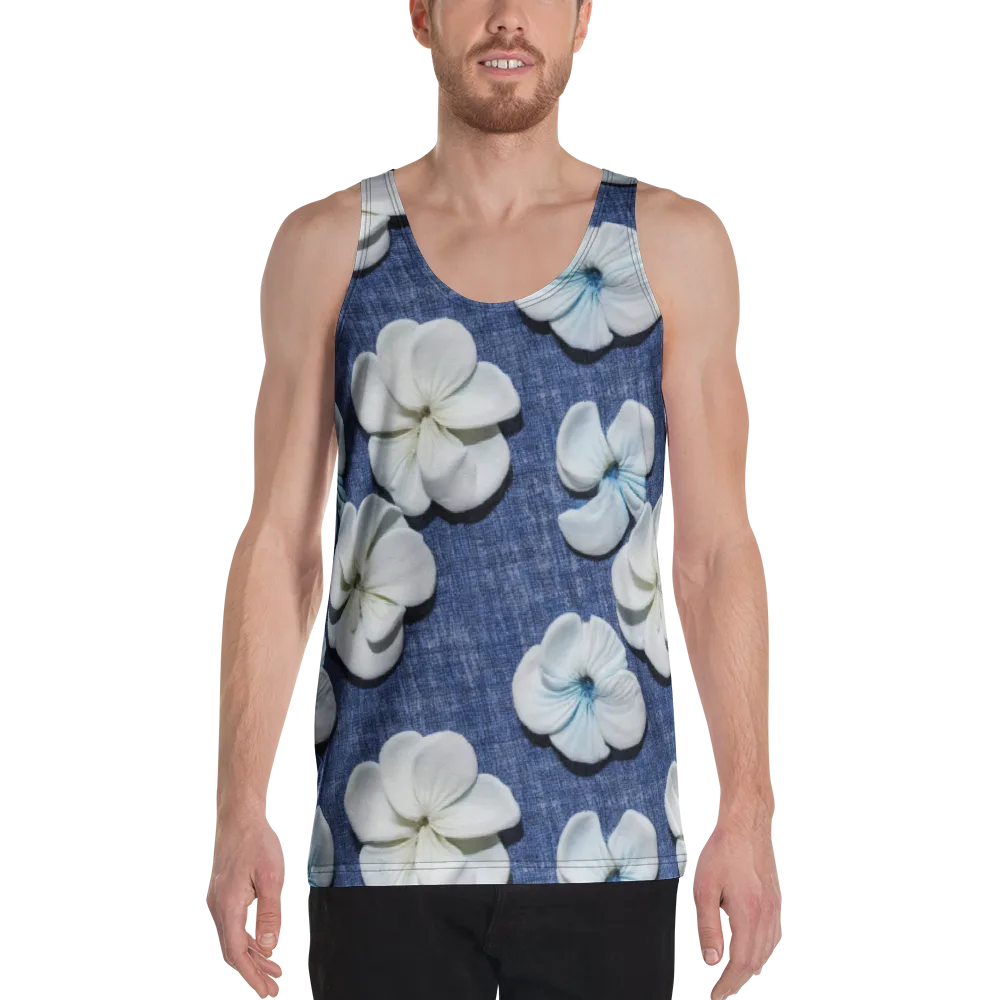 Azure Petal Drift on Men's Tank Top — Front