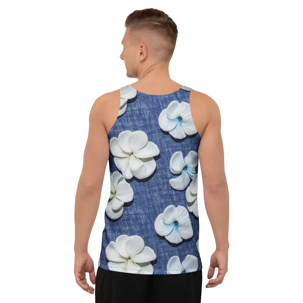 Azure Petal Drift on Men's Tank Top — Back