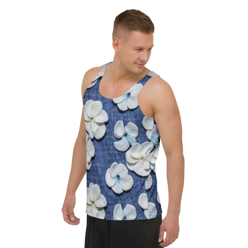Azure Petal Drift on Men's Tank Top — Left Front