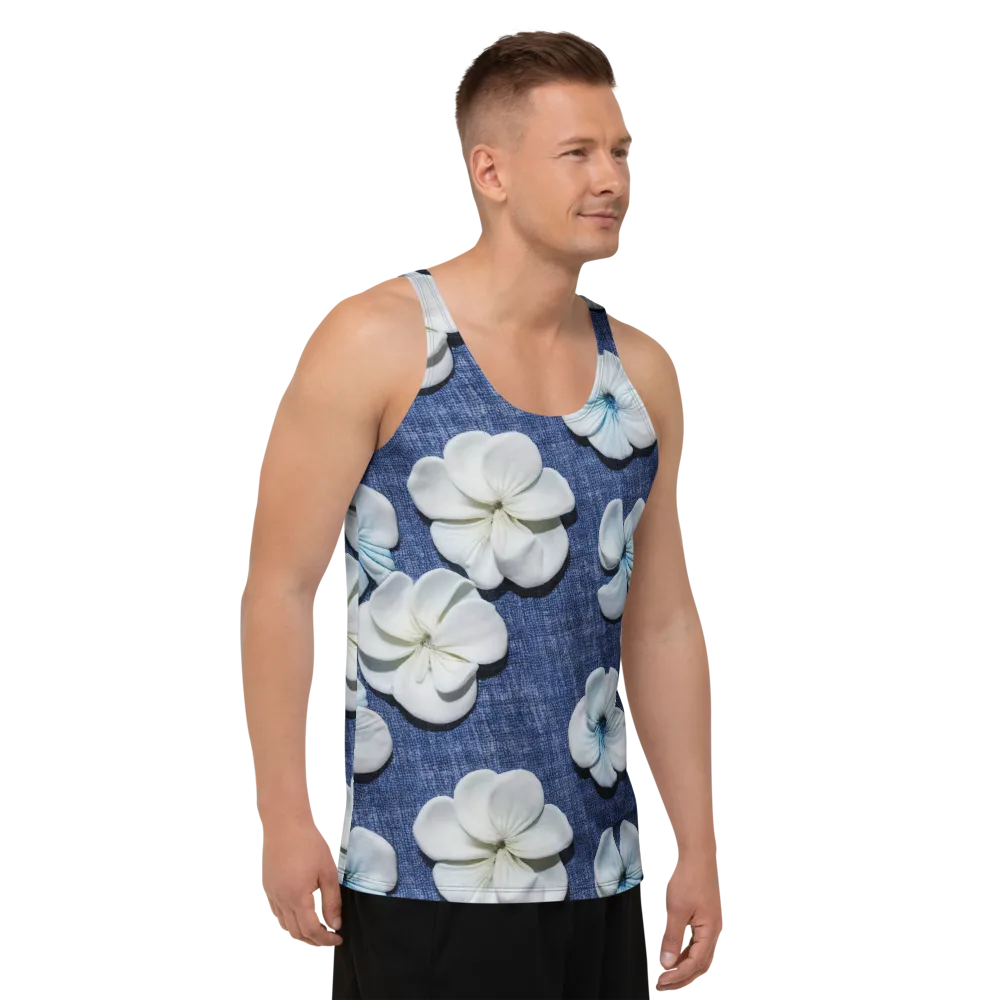 Azure Petal Drift on Men's Tank Top — Right Front