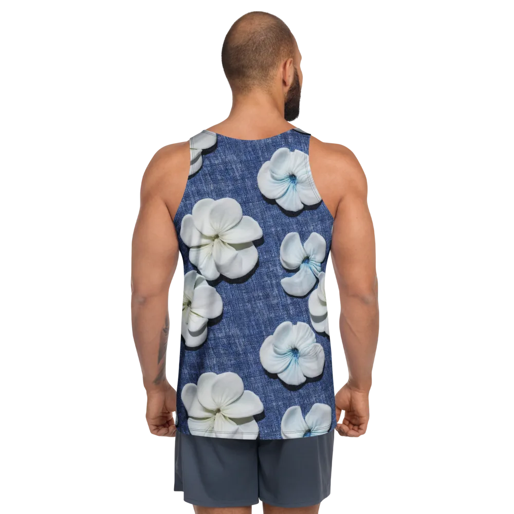 Azure Petal Drift on Men's Tank Top — Back