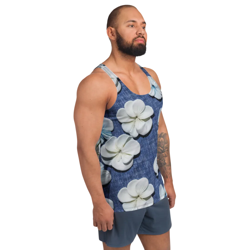 Azure Petal Drift on Men's Tank Top — Right Front