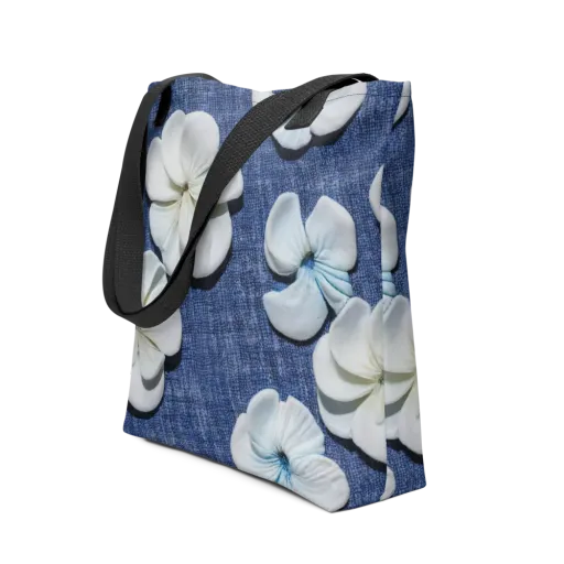 Azure Petal Drift on a Tote Bag