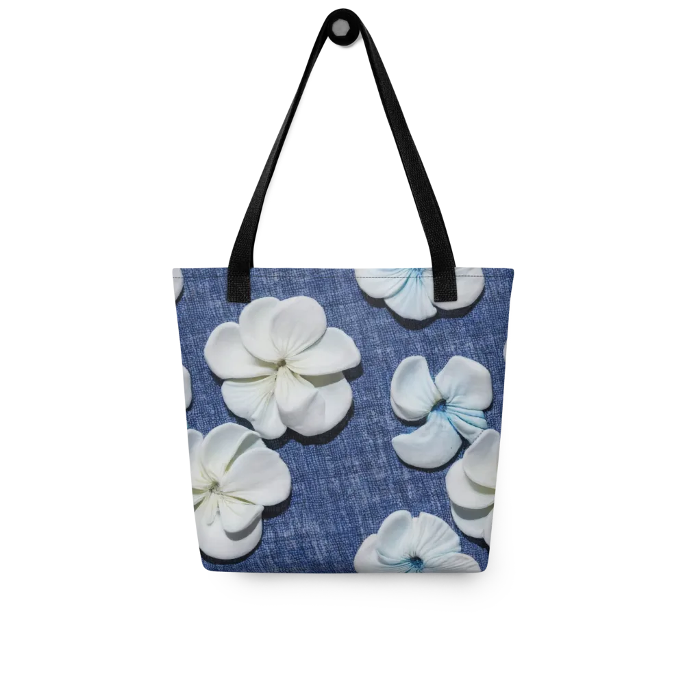 Azure Petal Drift on Tote Bag — Front