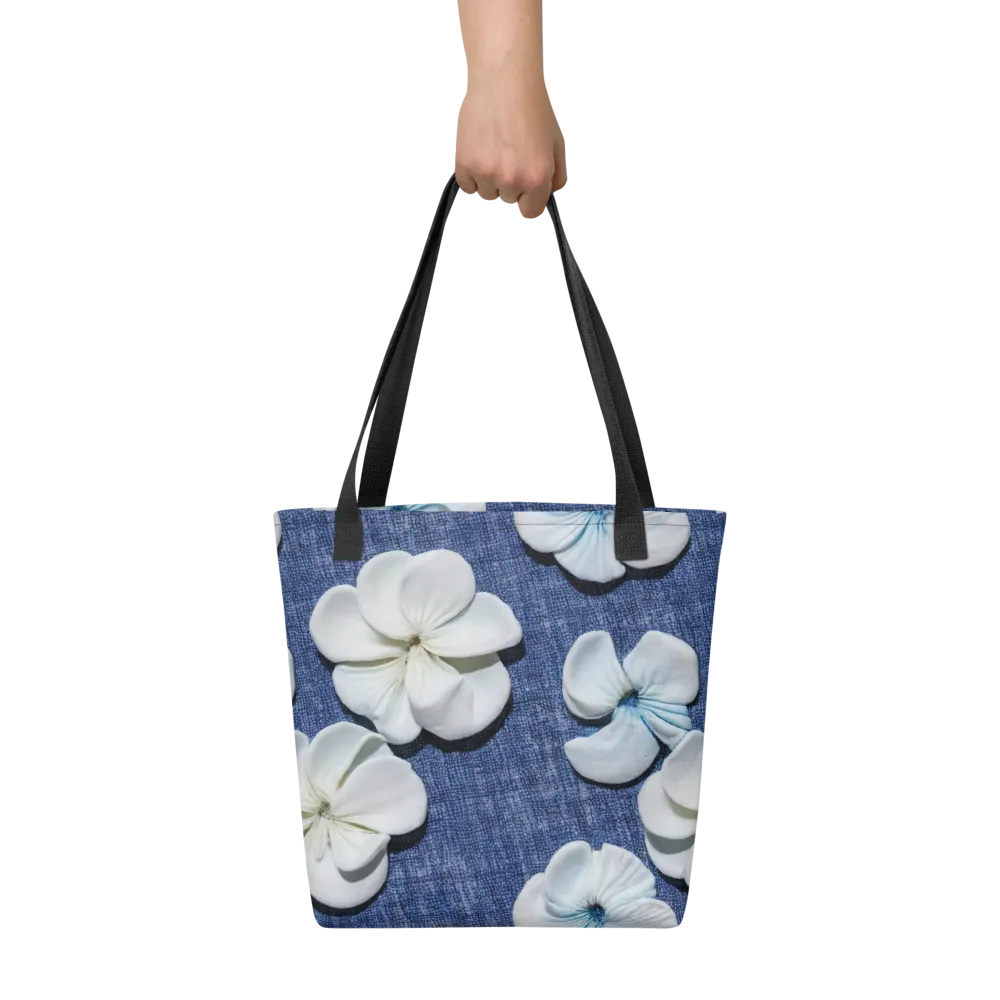 Azure Petal Drift on Tote Bag — Front