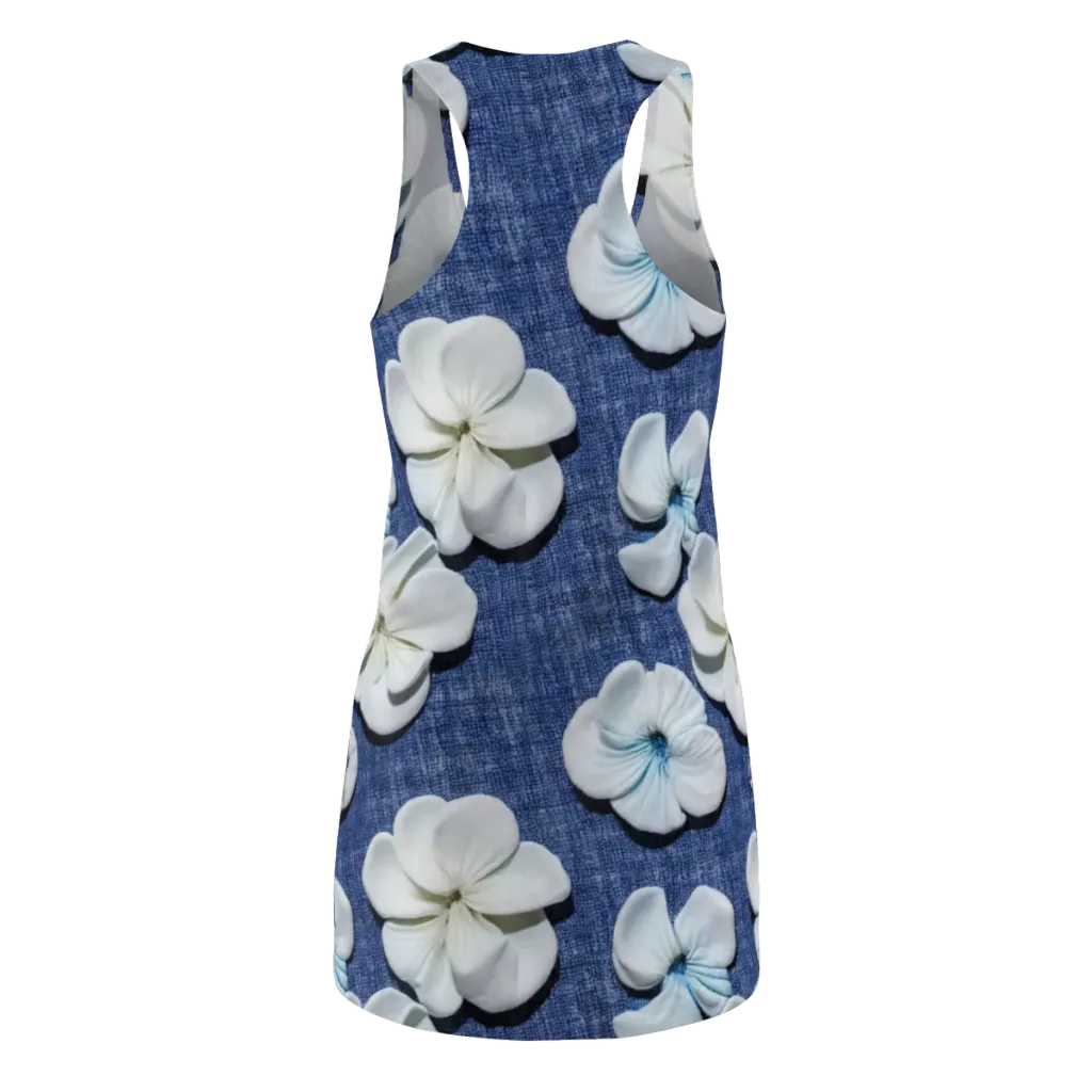 Azure Petal Drift on Racerback Dress — Back