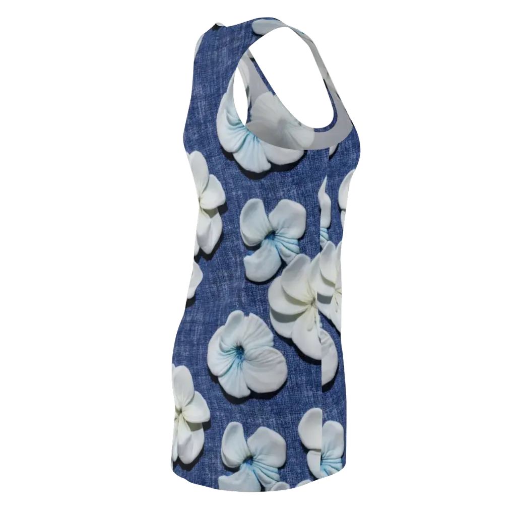 Azure Petal Drift on Racerback Dress — Back Side