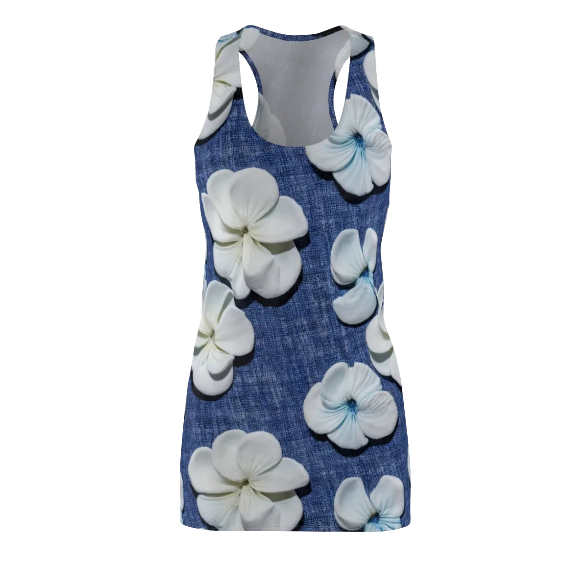 Azure Petal Drift on Racerback Dress — Front