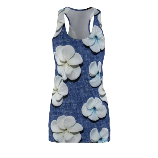 Azure Petal Drift on a Racerback Dress