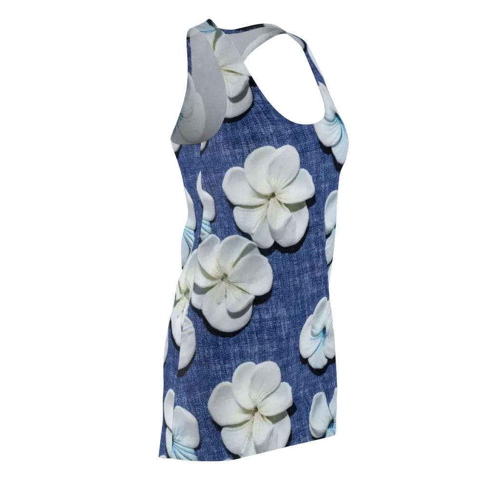 Azure Petal Drift on Racerback Dress — Front Side