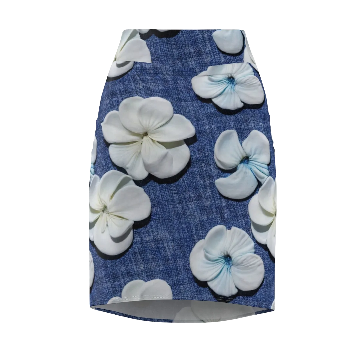 Azure Petal Drift on Pencil Skirt — Front
