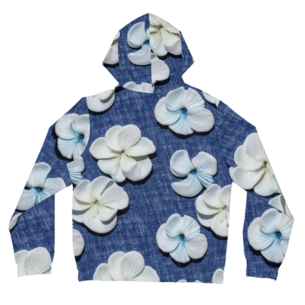 Azure Petal Drift on Women's Full-Zip Hoodie — Back