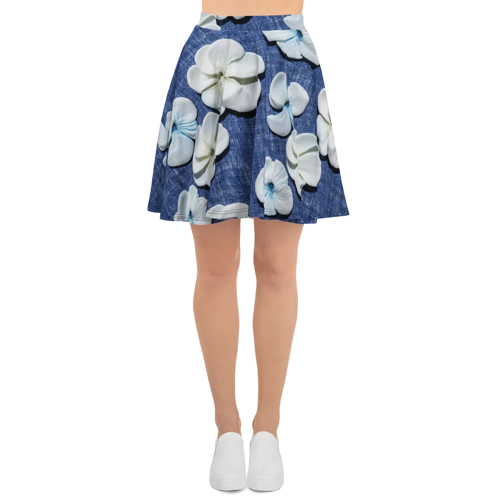 Azure Petal Drift on Skater Skirt — Front