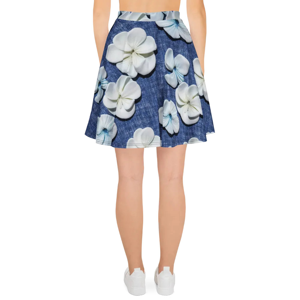 Azure Petal Drift on Skater Skirt — Back