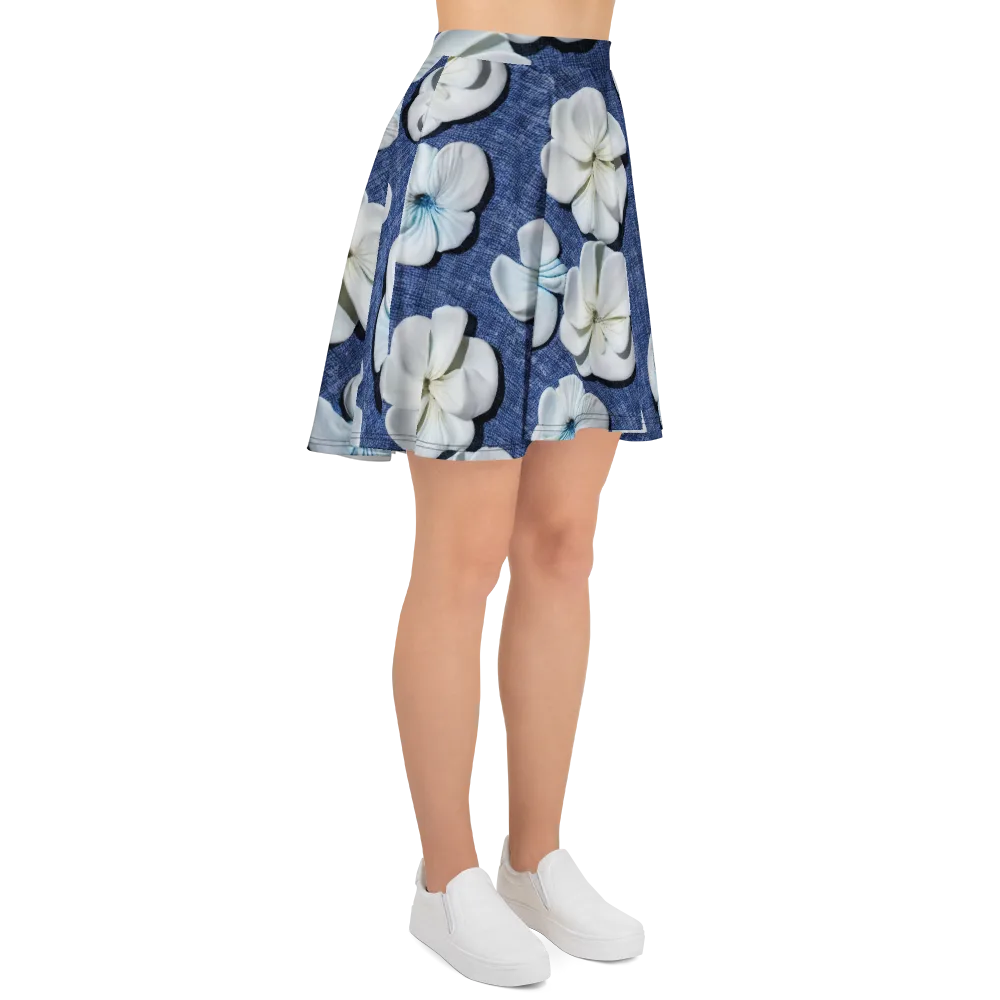 Azure Petal Drift on Skater Skirt — Right