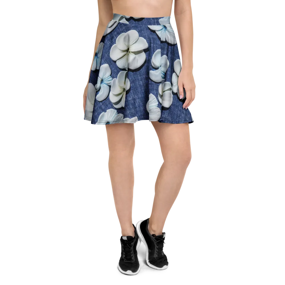 Azure Petal Drift on Skater Skirt — Front