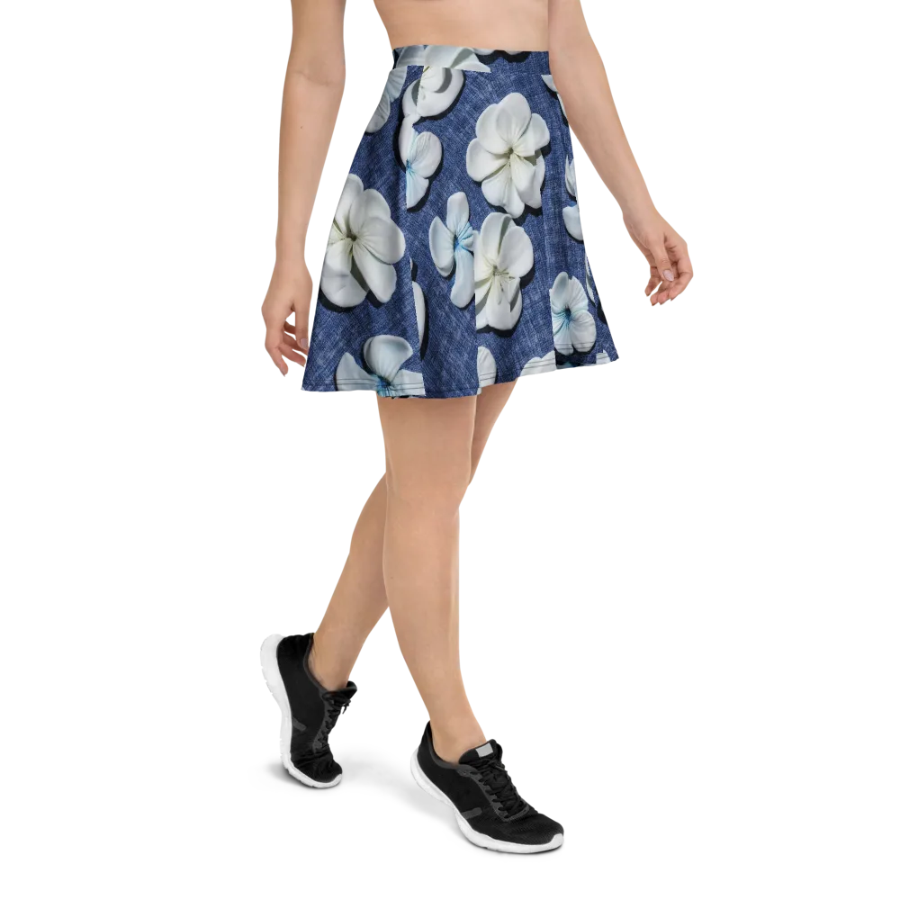 Azure Petal Drift on Skater Skirt — Right