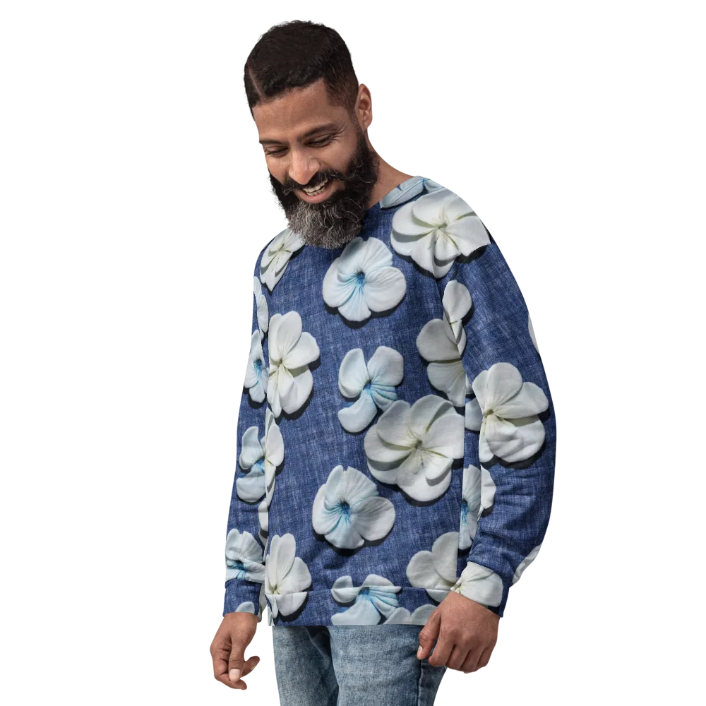 Azure Petal Drift on Sweatshirt — Left Front