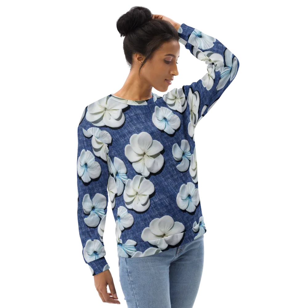 Azure Petal Drift on Sweatshirt — Right Front