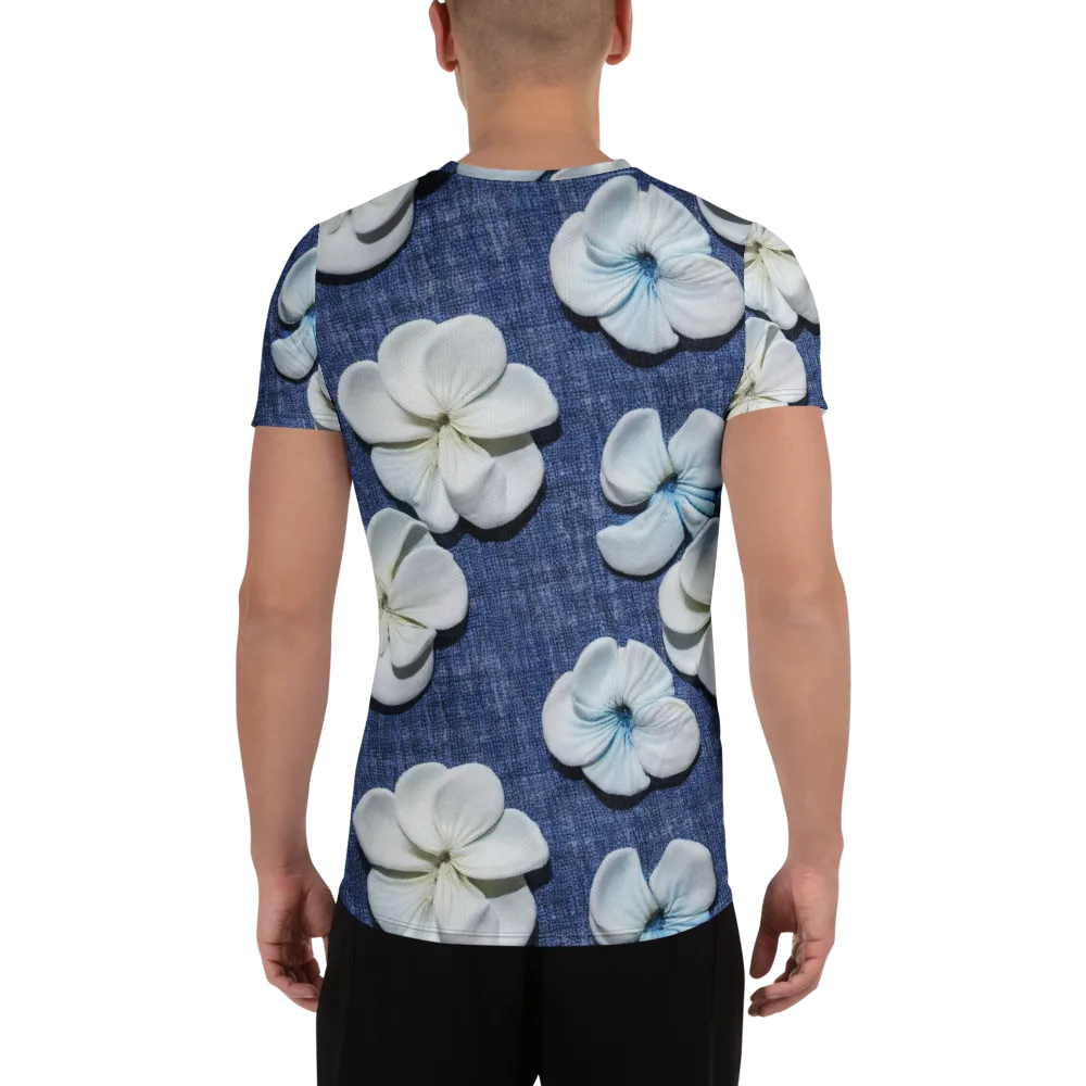 Azure Petal Drift on Men's Athletic T-Shirt — Back