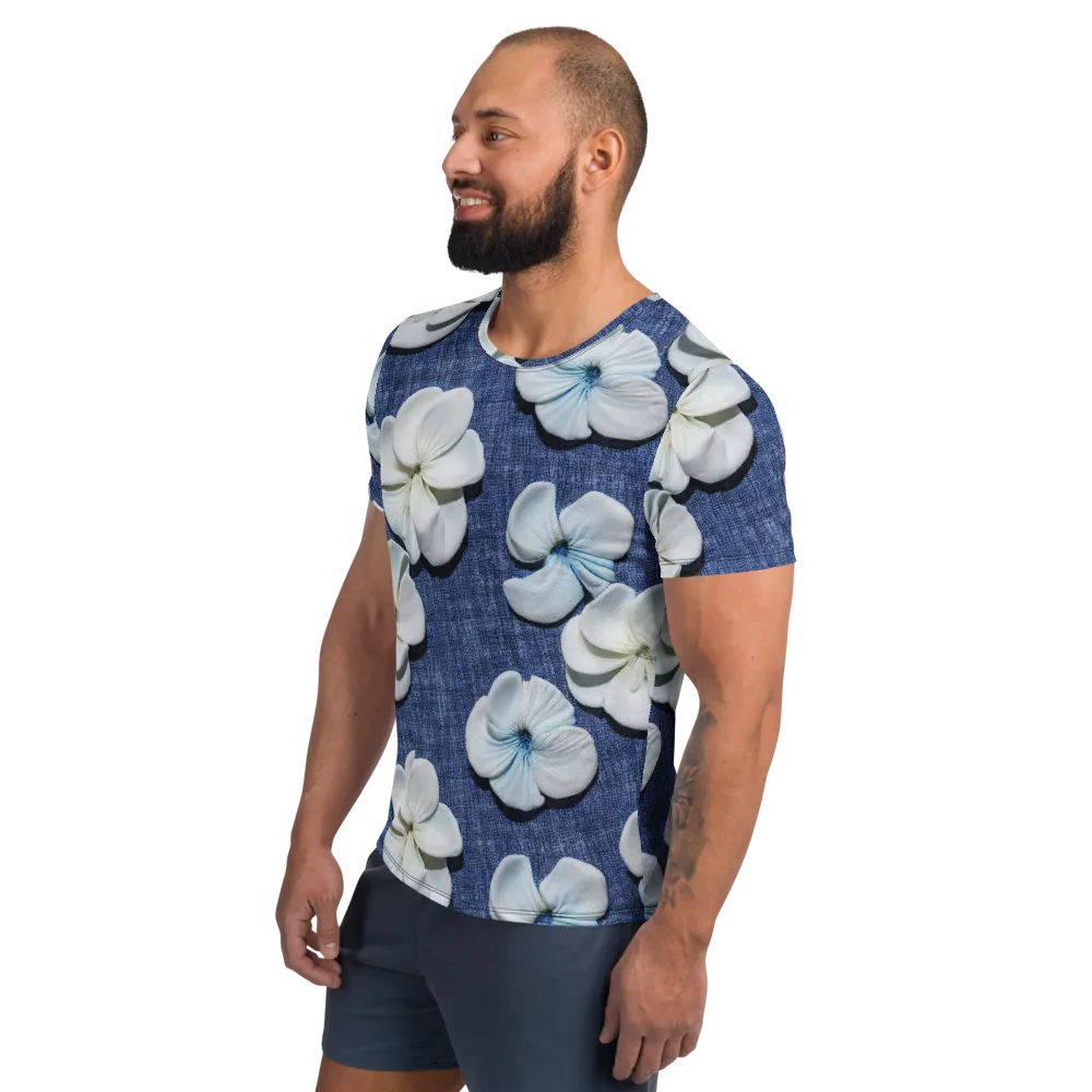 Azure Petal Drift on Men's Athletic T-Shirt — Left