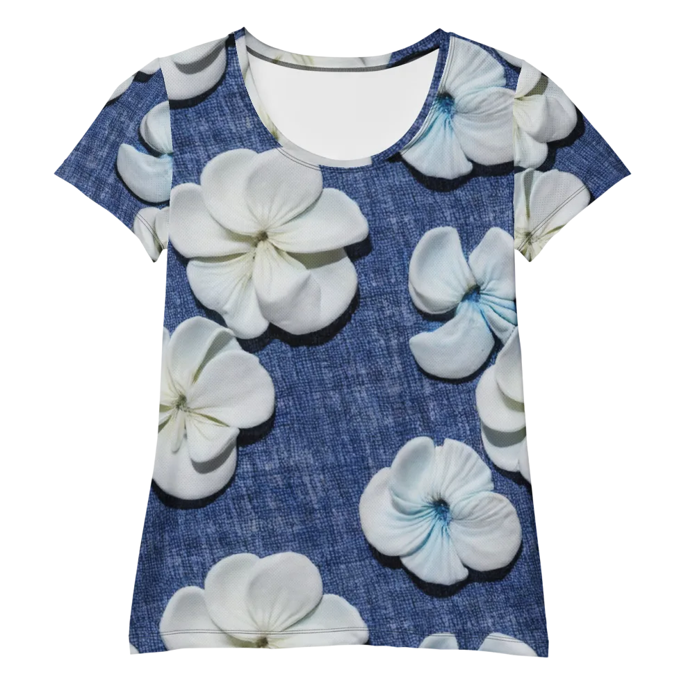 Azure Petal Drift on Women's Athletic T-Shirt — Front