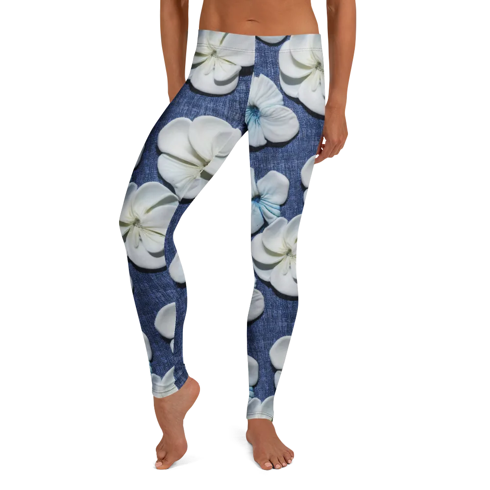 Azure Petal Drift on Leggings — Front