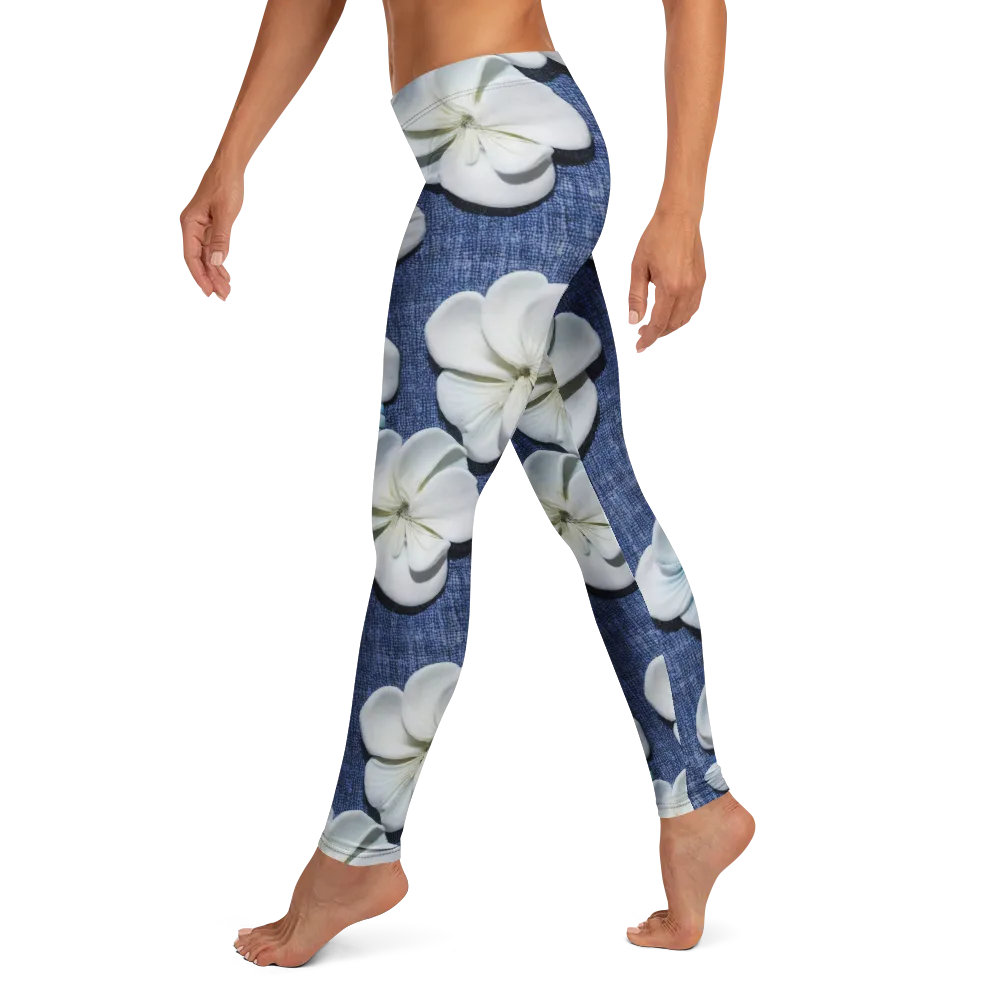 Azure Petal Drift on Leggings — Left