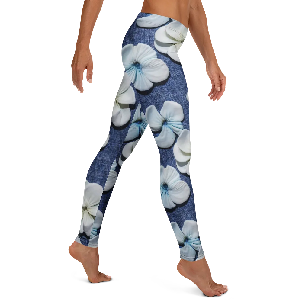 Azure Petal Drift on Leggings — Right
