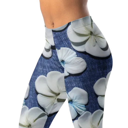 Azure Petal Drift on a Leggings