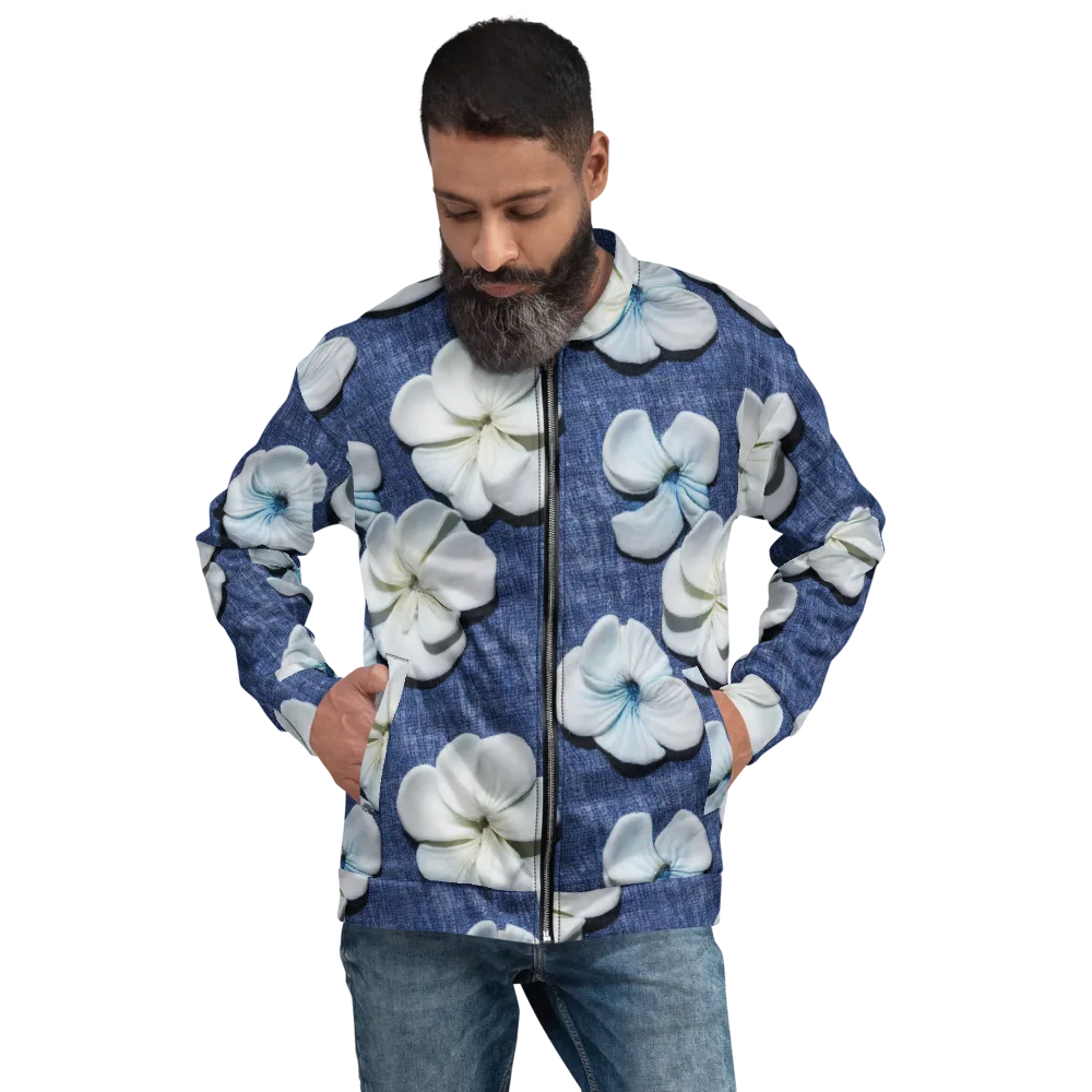 Azure Petal Drift on Bomber Jacket — Front